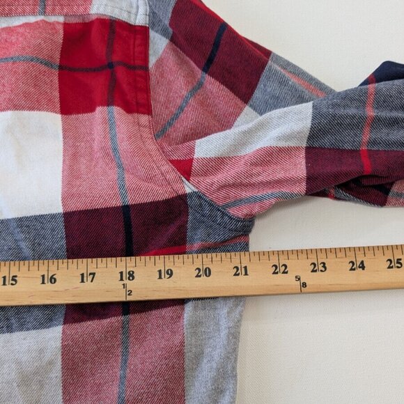 Express Red Plaid Flannel Button Down Shirt Size Medium - Picture 4 of 7
